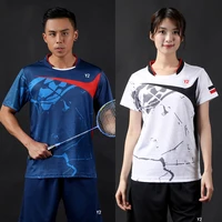 women badminton quick drying breathable lightweight short sleeve t shirt table tennis sportswear men training suits tops