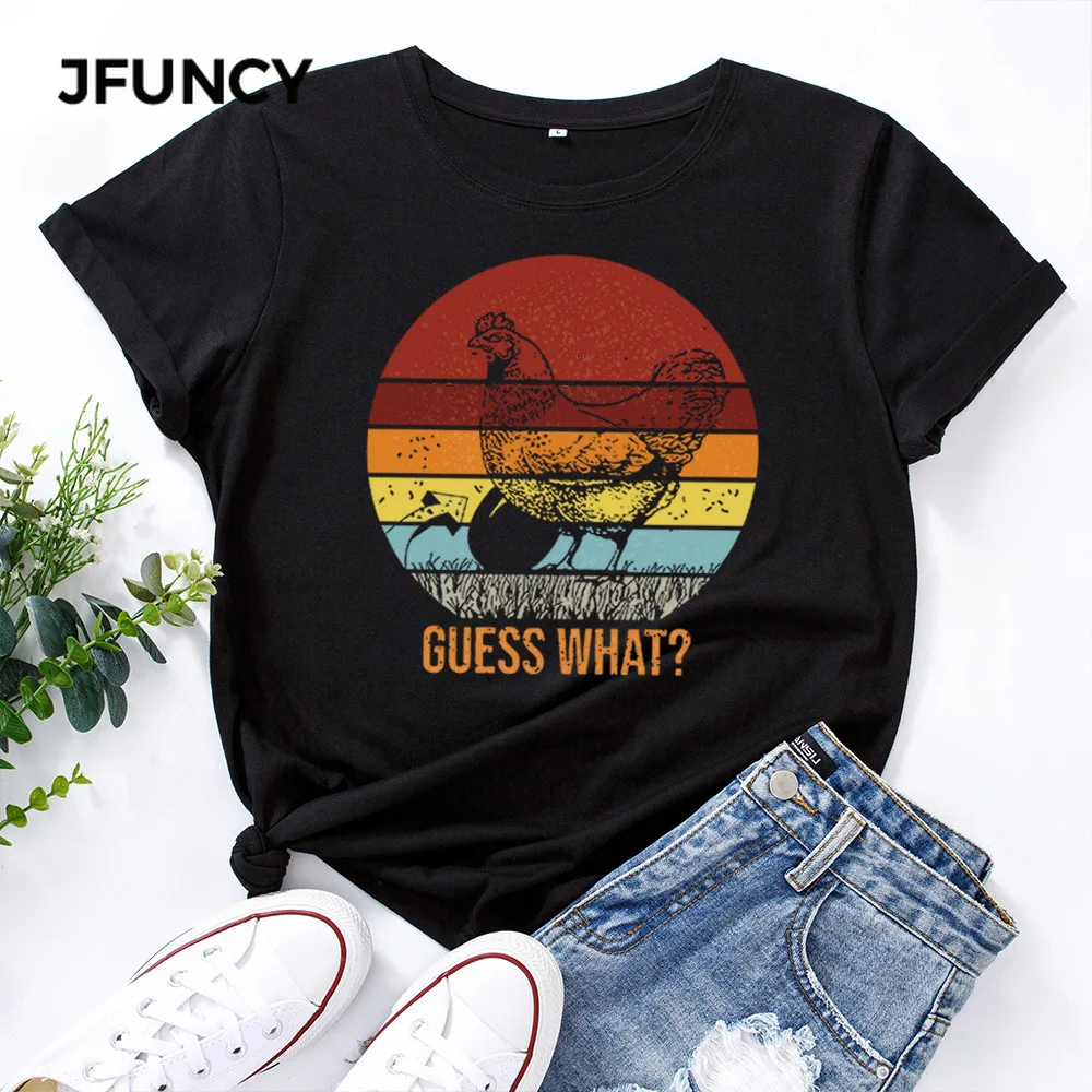 JFUNCY100% Cotton Women T Shirt Short Sleeve T-shirts Female Printing Graphic Tees Women  Harajuku Shirts Top