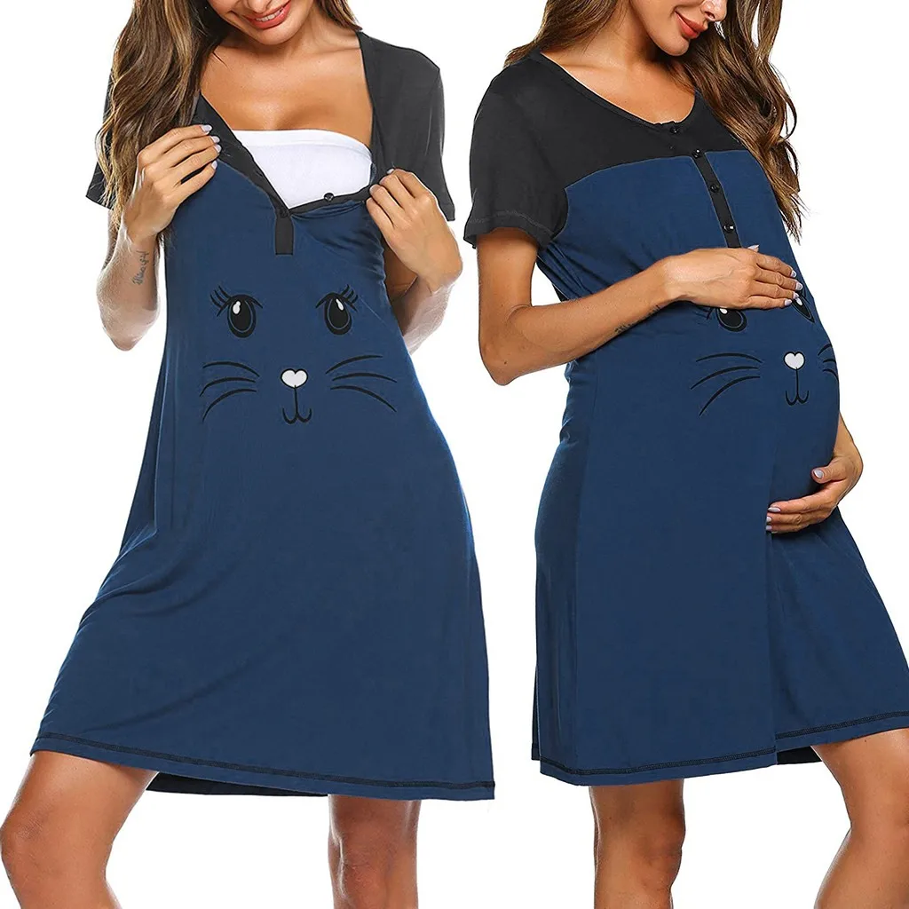 Пижама для беременных с коротким рукавом и милым принтом|Сон отдых| |