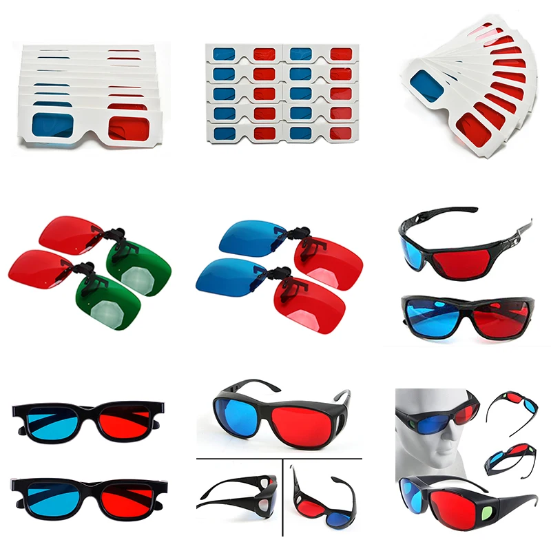 1/2/10pcs Black Frame Red Blue 3D Glasses 3D Glasses Lens Ho