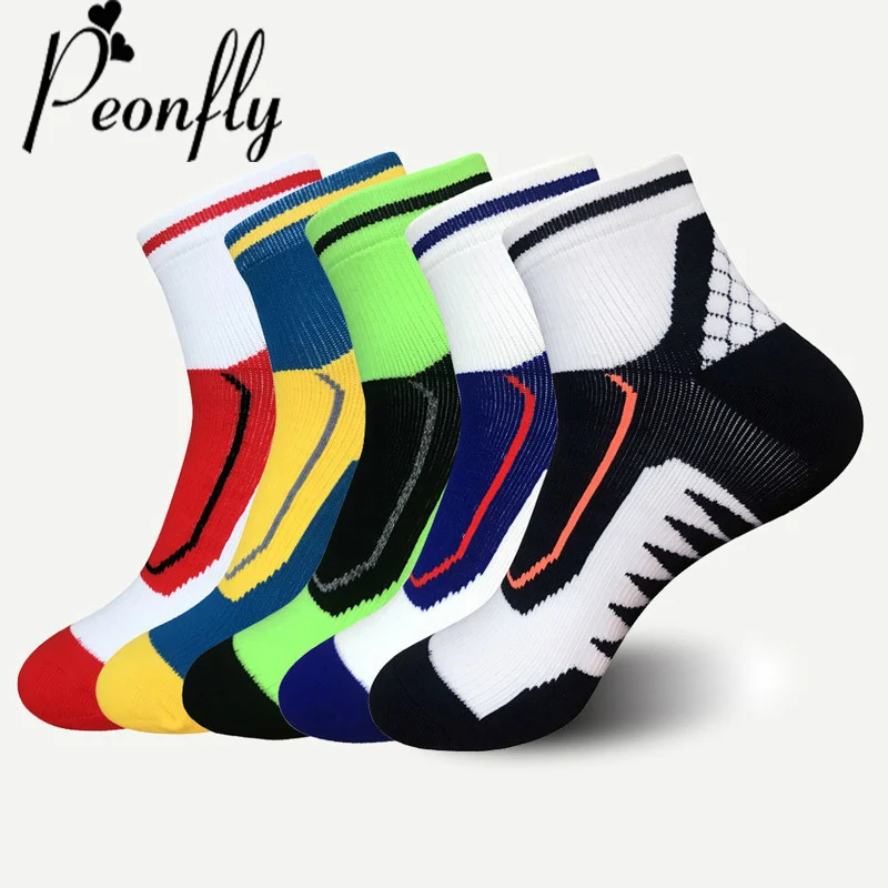 

Peonfly Casual Breathable Cotton Men Colorful Fashion Elasticity Stitching Pattern Compression Short Ankle Socks