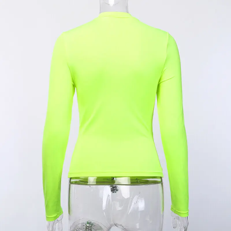 Женская Однотонная футболка с длинным рукавом для фитнеса Повседневная