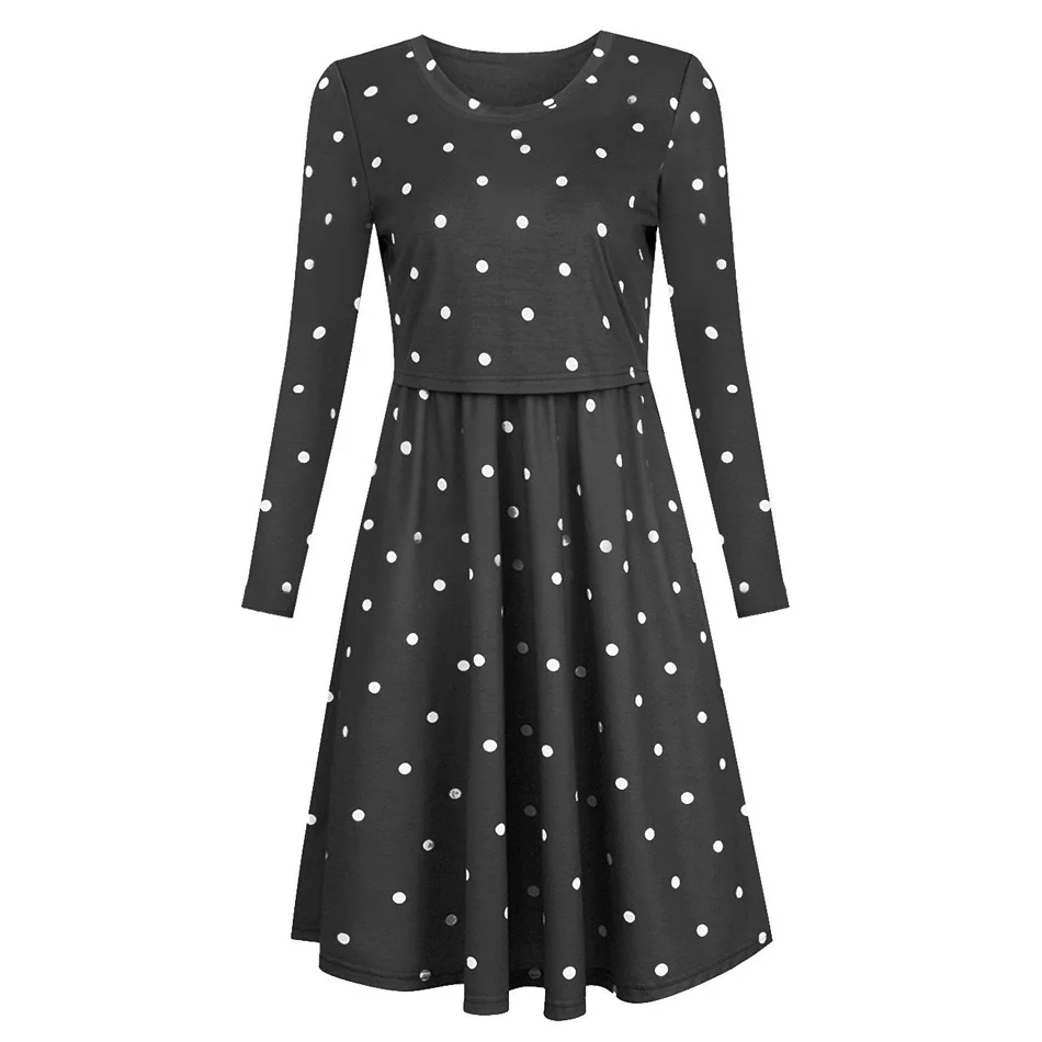 

PatPat 2021 New Arrival Spring Casual Dotted Long-sleeve Nursing Dress