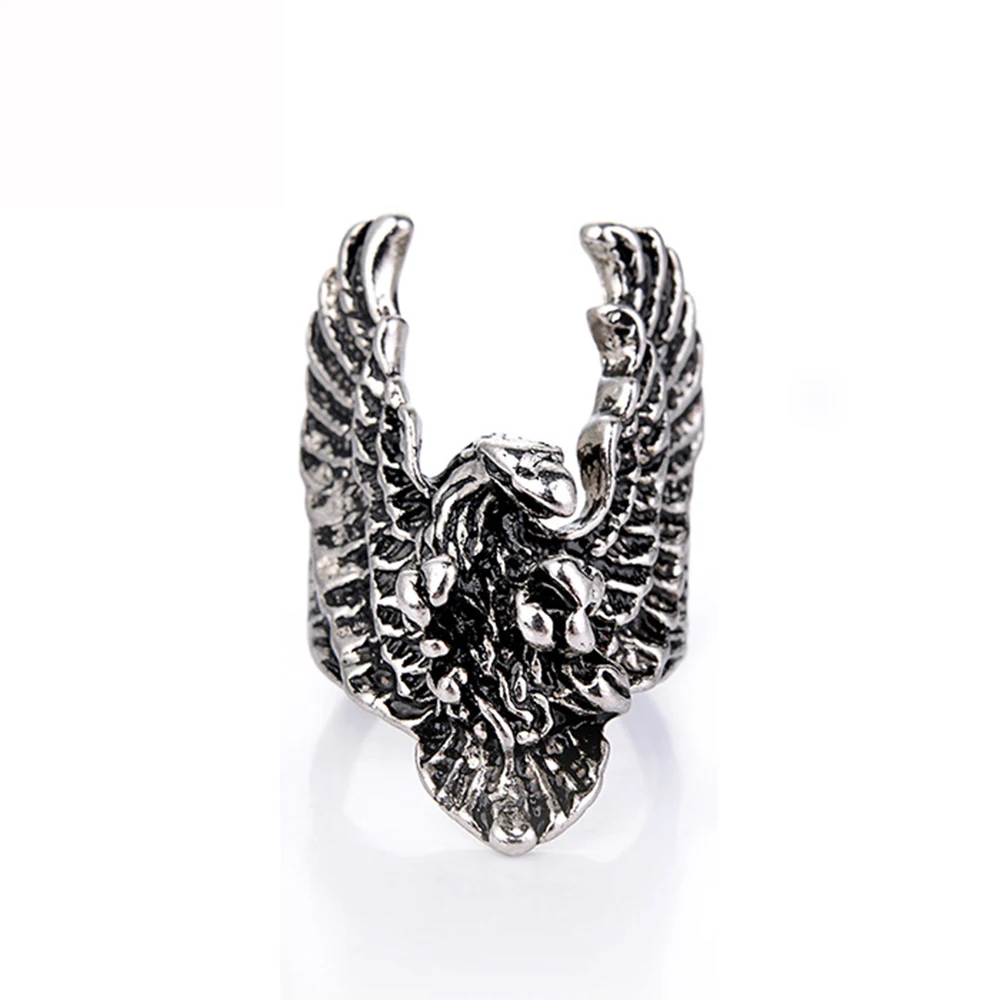 Бесплатная веер Винтажный серебряный Орел животных мужские кольца крутой