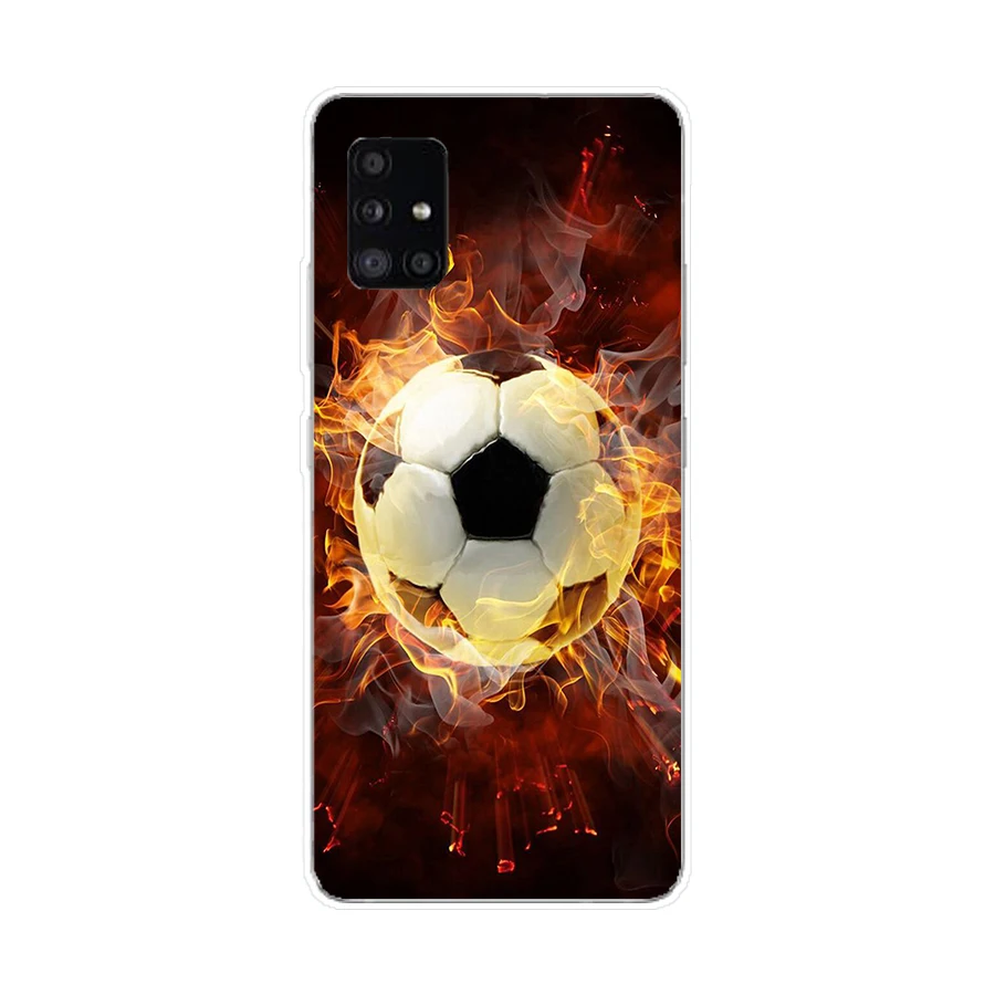 147SD Fire футбол мяч Мягкий Силиконовый ТПУ чехол для телефона Samsung Galaxy A01 A10 A31 A40 A41 A51