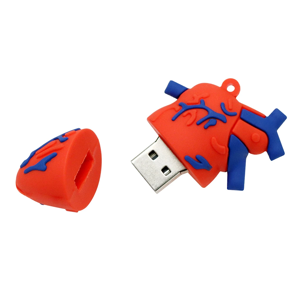 USB флеш-накопитель USB2.0 для человеческих органов, сердце, легкие, USB флеш-накопитель, 32 ГБ, 64 ГБ, мультяшная карта памяти, 4 ГБ, 8 ГБ, 16 ГБ, мини-прыжок, диск памяти