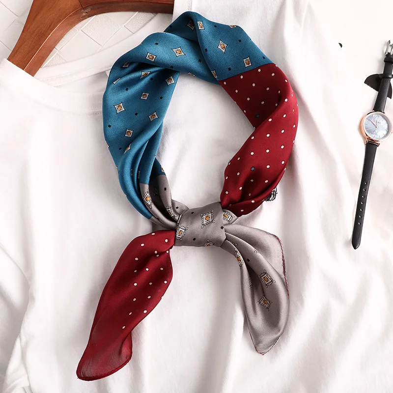 

2019 New Literary Scarf Female Korean Polka Dot Summer Scarves Stylishly Decorated Summer Silk Scarf Wholesale