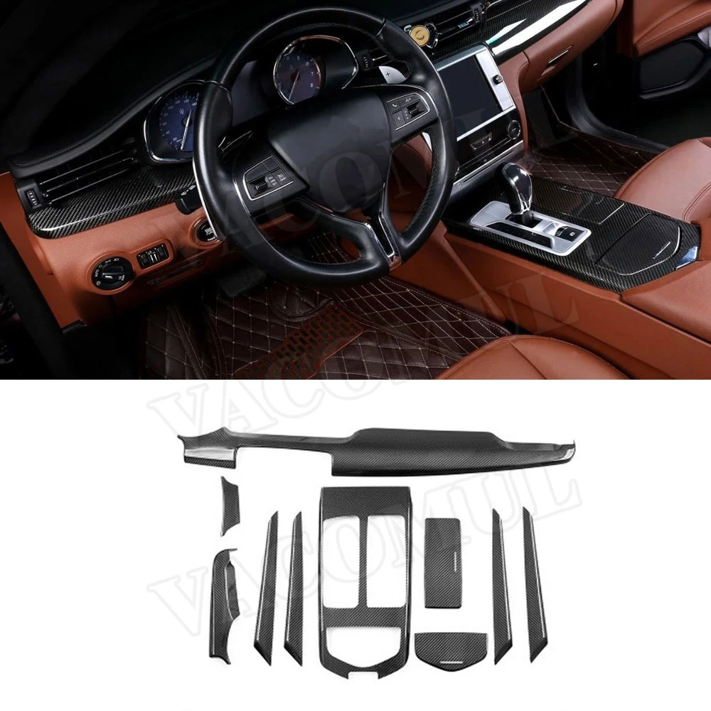 

Car Dry Carbon Fiber Dashboard AC Air Vent Gear Shift Panel Door Interior Trim Covers for Maserati Quattroporte 2013-2020