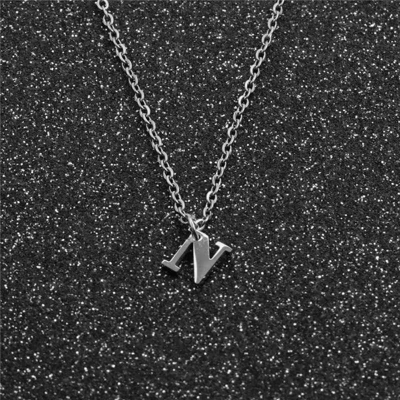 

26 Letters Simple Women Necklace Fashion Stainless Steel Ladies Temperament Elegant Clavicle Chain Couple Gift Jewelry