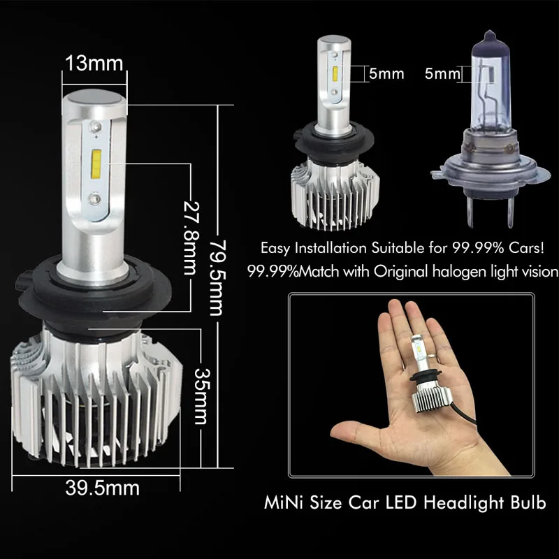 Автомобильный головной светильник H4 H7 Led H1 H3 H8 H9 H11 D1S D2S D2R D3S D4S 9006 HB4 9005 HB3 880 881 72w фары для 6000 К Авто противотуманных фар с возможностью креативного Светильник лампы