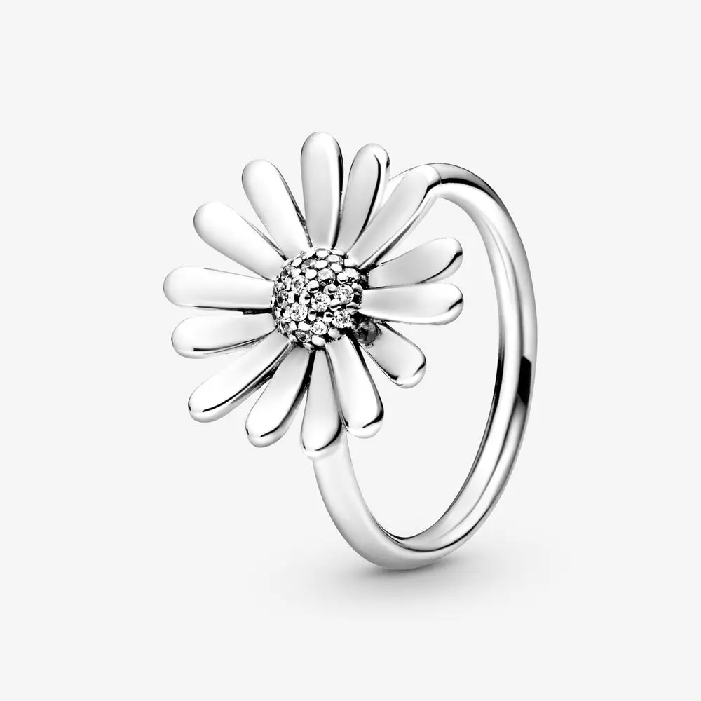 

2020 New Arrival 925 Sterling Silver Pave Daisy Flower Statement Ring Sparkling Rings for Women Engagement Jewelry Anniversary