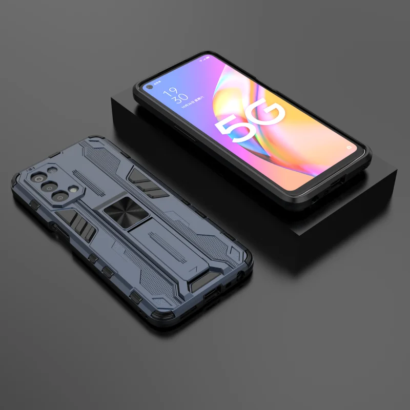 

Armor Phone Case For Oppo Realme 8 4G A55 A93 A74 A94 GT C20 V13 A95 Q3 5G Q3I Pro Bracket Metal Magnetic Protector PC Cover