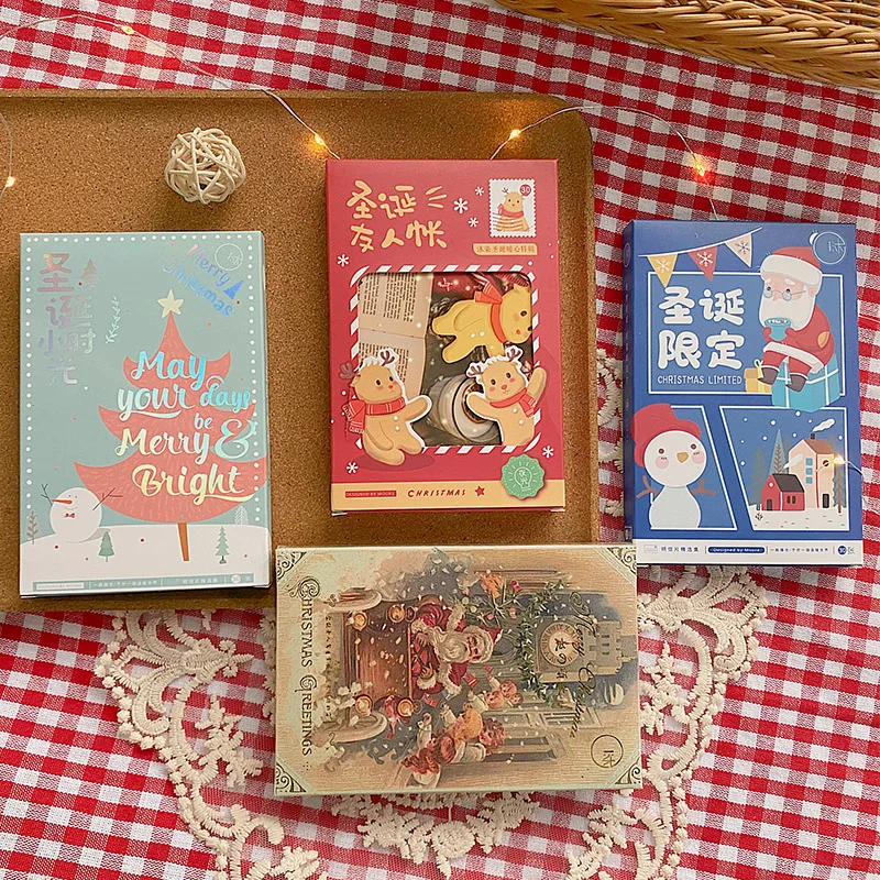 

30 шт./компл. открытка Merry Christmas с буквенным принтом конверт Санта Клаус сообщение поздравительные открытки подарок на Новый Год поздравитель...