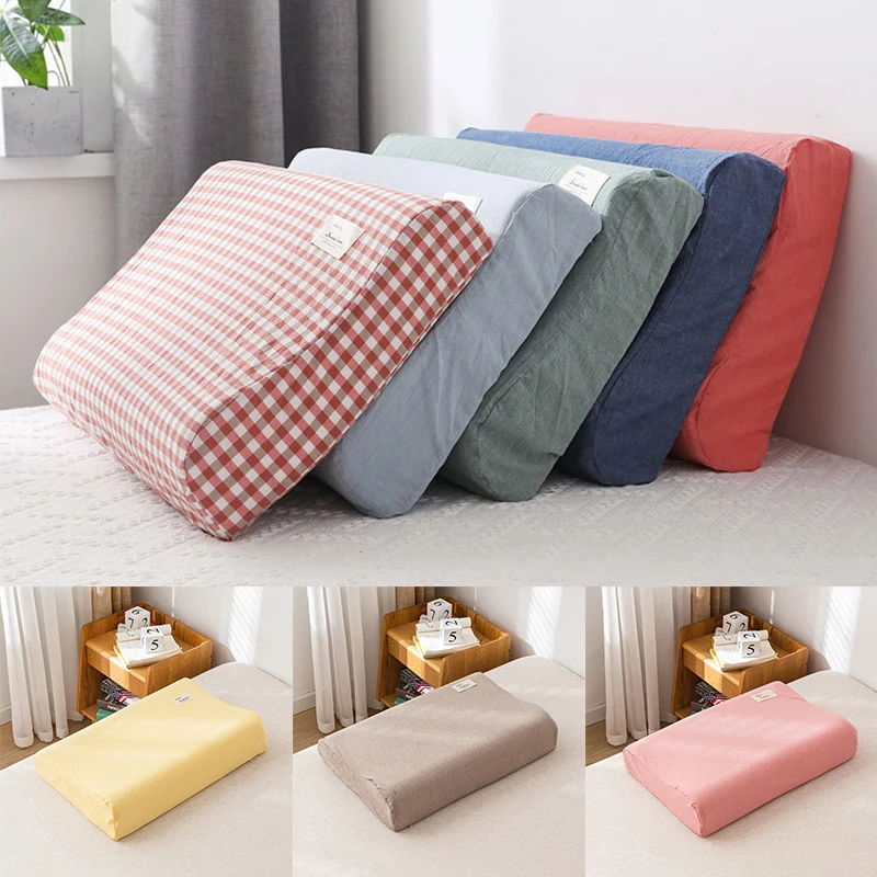

Cotton Latex Pillowcase Memory Foam Pillow Cover Sleeping Protector Pillowslip Brief Style Plaid Pillow Cover 30x50cm/40x60cm
