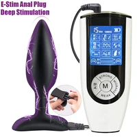 strong electric shock silicone anal vaginal plug dildo big butt plug prostate stimulator anus dilator couple masturbator sex toy