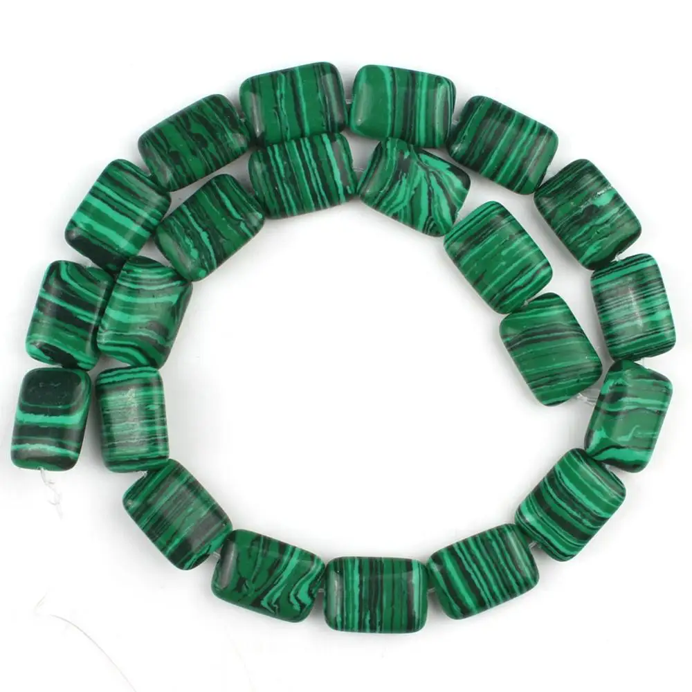 Malachite 13*18 мм бусины из натурального камня прямоугольник Агаты желтый кварц с тигриным глазом малахитовые бусины для самостоятельного изготовления ювелирных изделий браслет - Цвет: Malachite