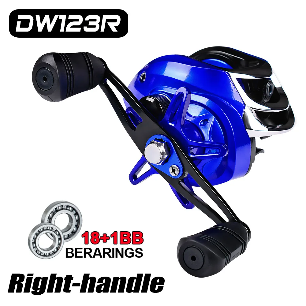 Q& L 18+ 1BB 7,1: 1 Carretilha de pesca molinete мультипликатор baitcasing Центробежная катушка двойной тормоз приманка литье катушки - Цвет: Blue Right