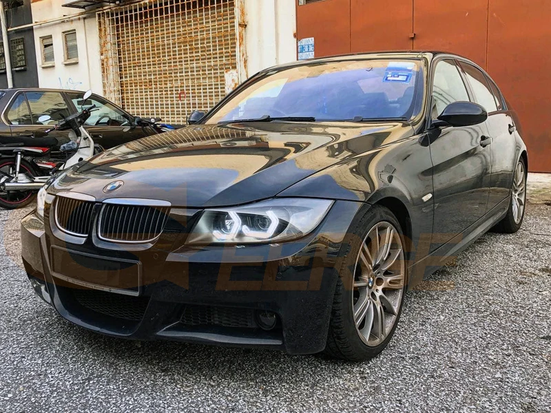 

For BMW 3 Series E90 E91 2005-2012 Xenon Headlight Ultra Bright Concept M4 Iconic Style LED Angel Eyes halo rings Day light