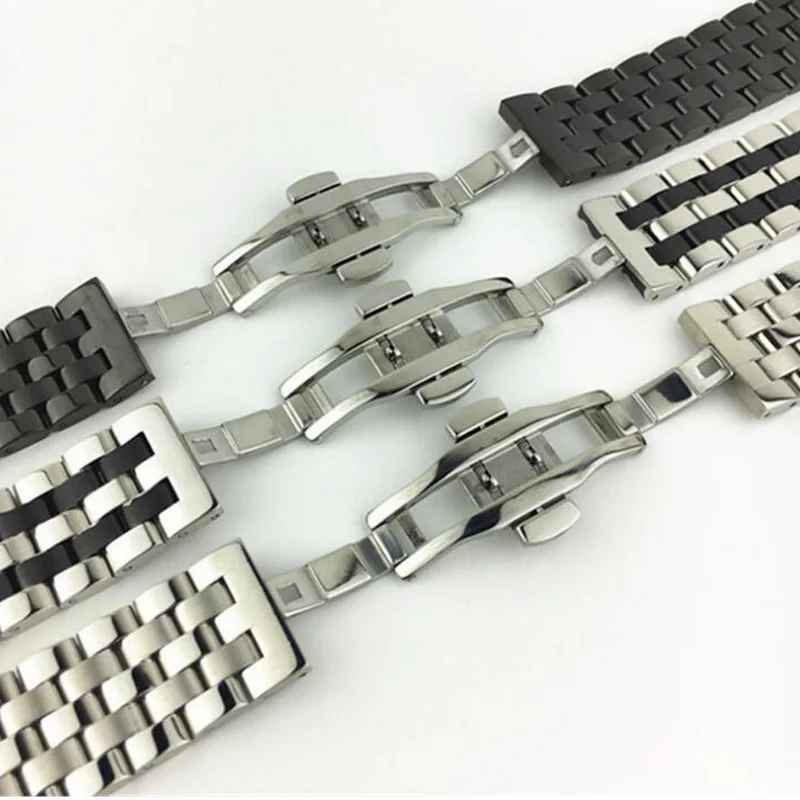 18-26mm Universal Solid Stainless Steel Flat Curved Ends Wrist Watch Band Strap Men Women Metal Bracelet Belt 18 20 22 22 24mm