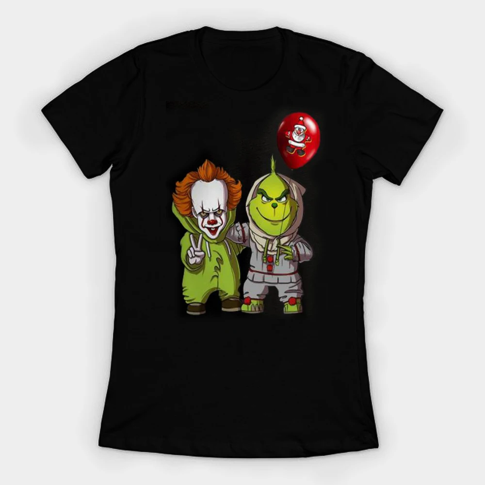 

Funny Baby Grinch and Pennywise Christmas Gift Mens T-Shirt. Summer Cotton Short Sleeve O-Neck Unisex T Shirt New S-3XL