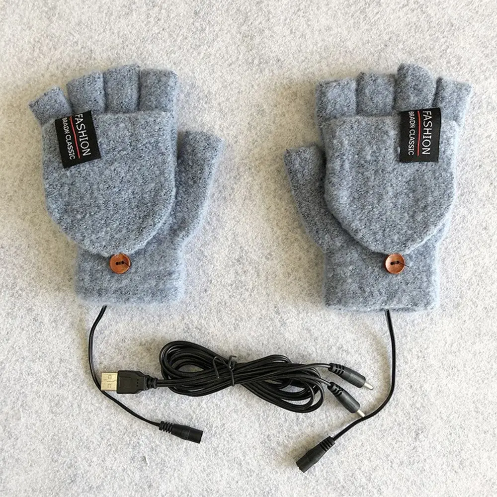 Новинка вязаные перчатки с подогревом и USB-зарядкой варежки электрическим