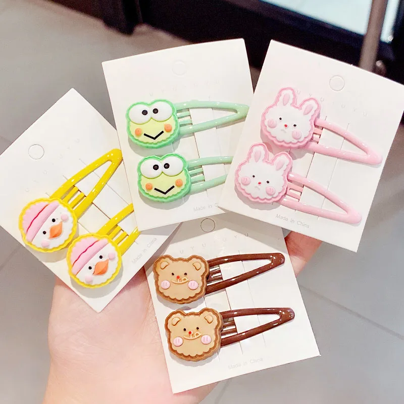 Детские заколки для волос с мультяшным Кроликом медведем лягушкой уткой 2