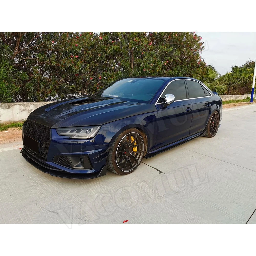 Сухой углеродного волокна передний бампер губы боковые юбки задний багажник