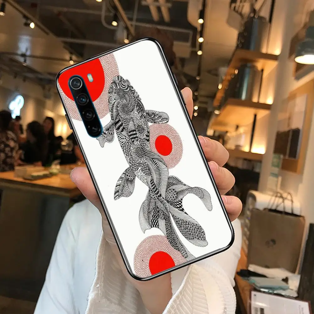 

Bring lucky Fish cartoon Phone Case For XiaoMi Redmi Note 9S 8 7 6 5 A Pro T Y1 Anime Black Cover Silicone Back Pretty