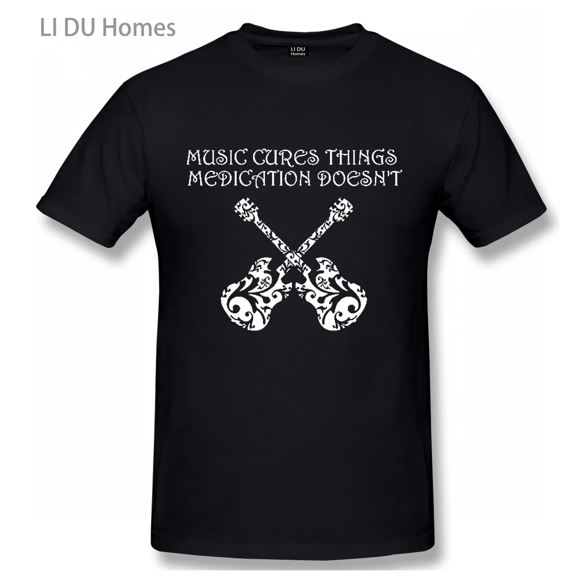 

Music Cures Things Medication Doesn't Guitar Bass Artistic T Shirt Men/WoMen Cotton Summer T-shirt Graphics Tshirt Tee Top Gift