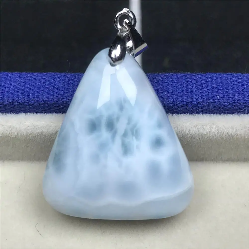 Natural Blue Larimar Pendant For Women 24x21x9mm Triangle Beads Dominica Crystal Clear Gemstone Fashion Jewelry AAAAA | Украшения и