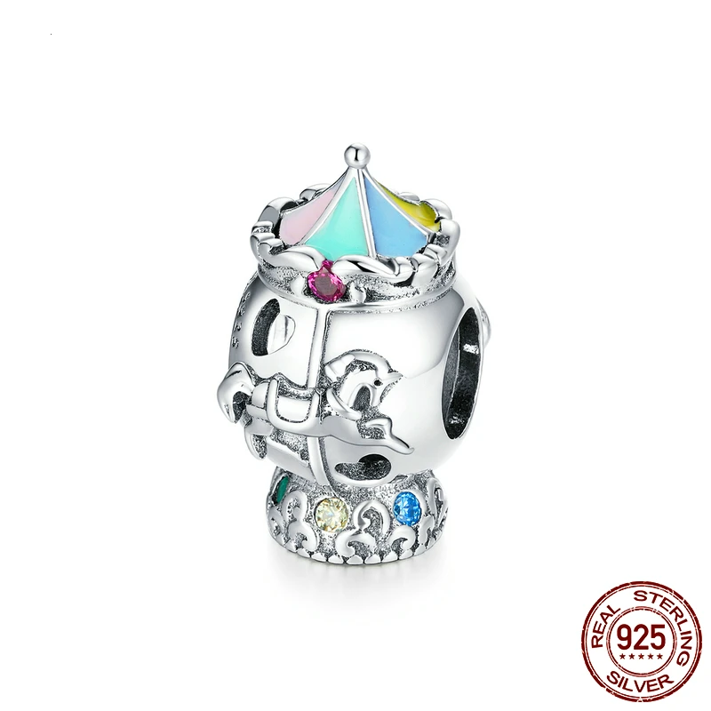

DISINIYA Sterling Silver 925 Fantasy Carousel Enamel Beads for Women Jewelry Making Charm Fit Original Bracelet DIY ZSCC281499