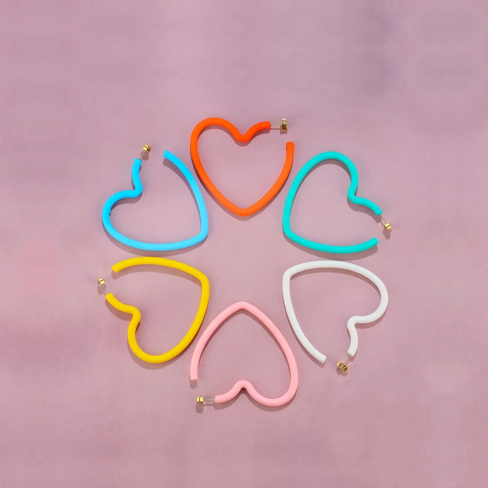 Женские серьги кольца с сердцем ENFASHION большие разноцветные Серьги из смолы