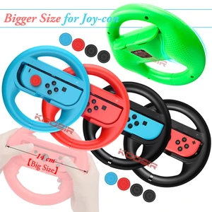 Комплект рулевого колеса для Nintendo Switch Game Big Racing, 2 шт. + 4 силиконовых колпачка Joycon, рукоятка ручки Nitendo для геймпада Nintendo Switch