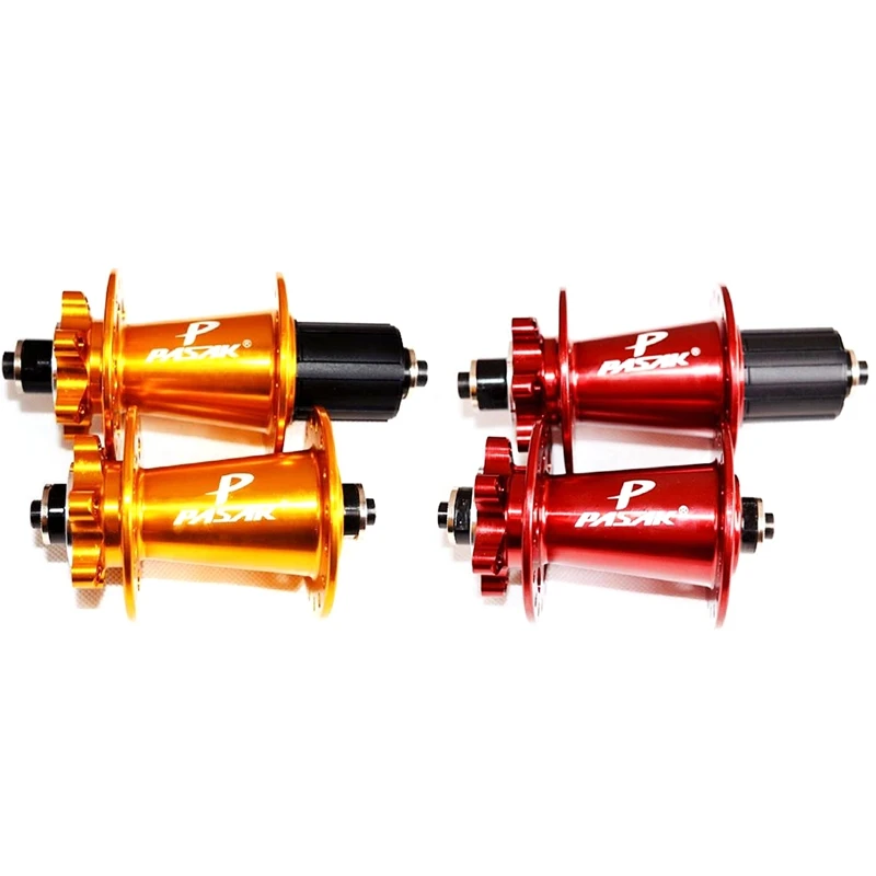 

PASAK 2 Set Mountain Bike 4 Palin Bearing Disc Brake Hub Front Rear Axle Hubs 32 Hole Quick Release, Red & Gold
