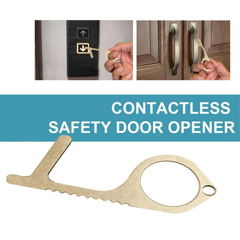 

1PC Portable Door Handles Contactless Safety Door Opener Contactless Safety Protection Isolation Brass Key Door Opener