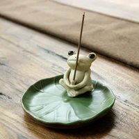 100 handmade ceramic stick incense burner holder small frog incense lotus leaf tray mini cute animal statue home incense burner