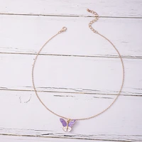 new fashion simple necklace for women butterfly elements single comuter drip purple ladies necklace wedding party jewelry