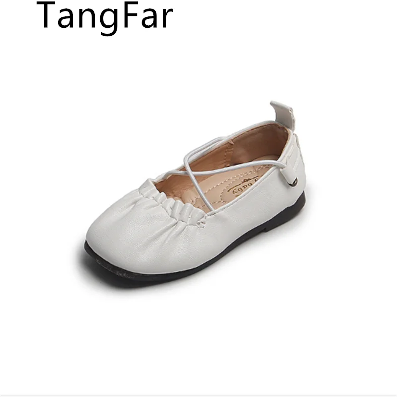 

Girls' Single Shoes Fashion Leather Grandma Princess Peas Shoes Black Square Toe Toddler Fashion Flats