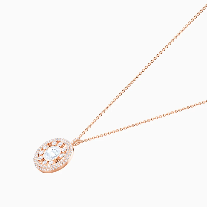 

Fashion SWA New ADMIRATION Ladies Pendant Necklace Rose Gold Element Round Crystal Shape Female Trend Jewelry Romantic Gift