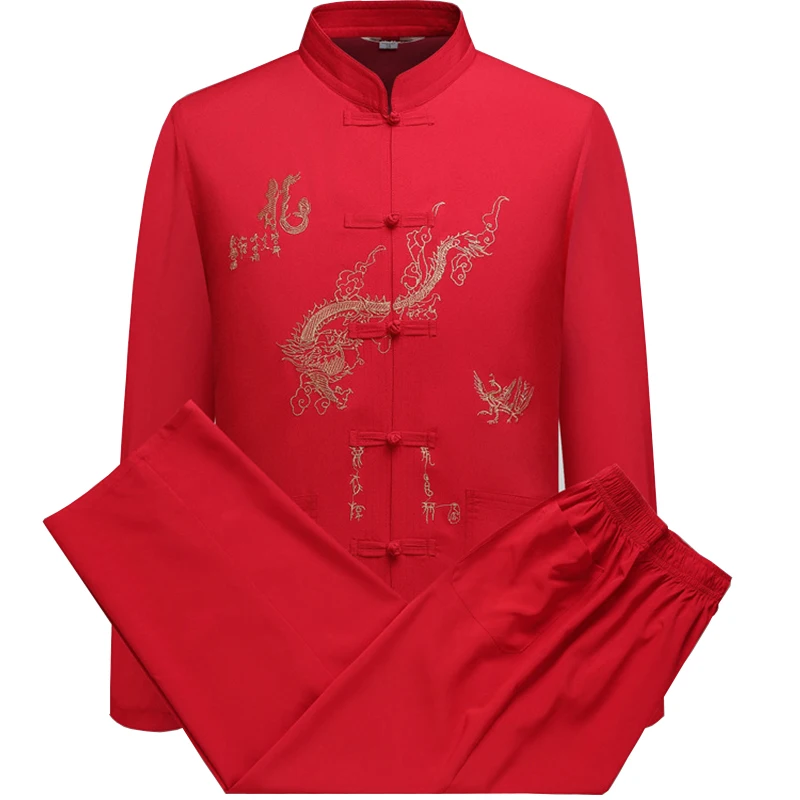 Мужской танцевальный костюм традиционной китайской одежды для мужчин: комплект брюк и топов. Дешевая восточная одежда для тай-чи и Брюса Ли.