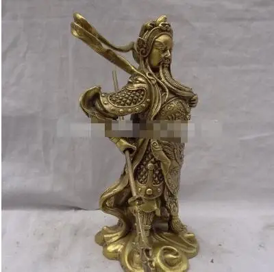 Китайская Бронзовая статуя воина из чистой латуни GuanGong Hero GuanYu Dragon God | Дом и сад