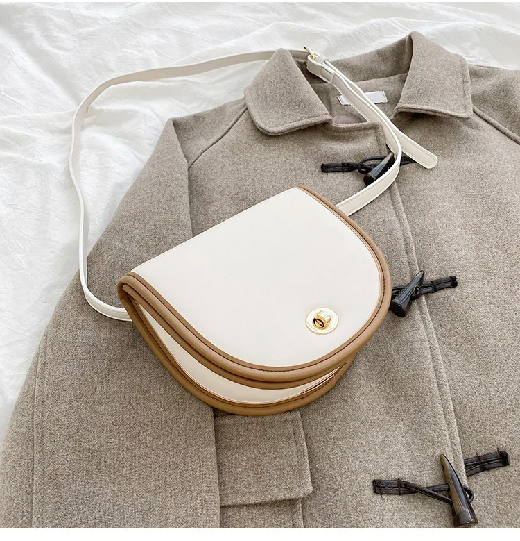 Женская сумка через плечо модная дамская полукруглая седельная из искусственной