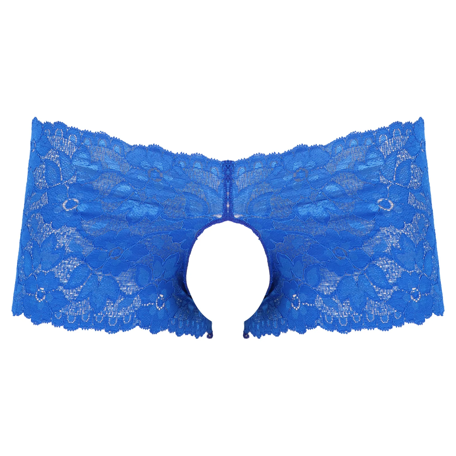 

Mens Plus Size Crotchless Boxers Lingerie Underwear Sissy Briefs Hollow Out Floral Lace Panties Solid Color Low Waist Underpants