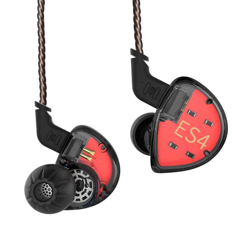 KZ ES4 1BA+ 1DD гибридные наушники-вкладыши Hifi Динамический драйвер шумоподавление Гарнитура замена кабеля AS10 ZSX ZST ES3 ZSN