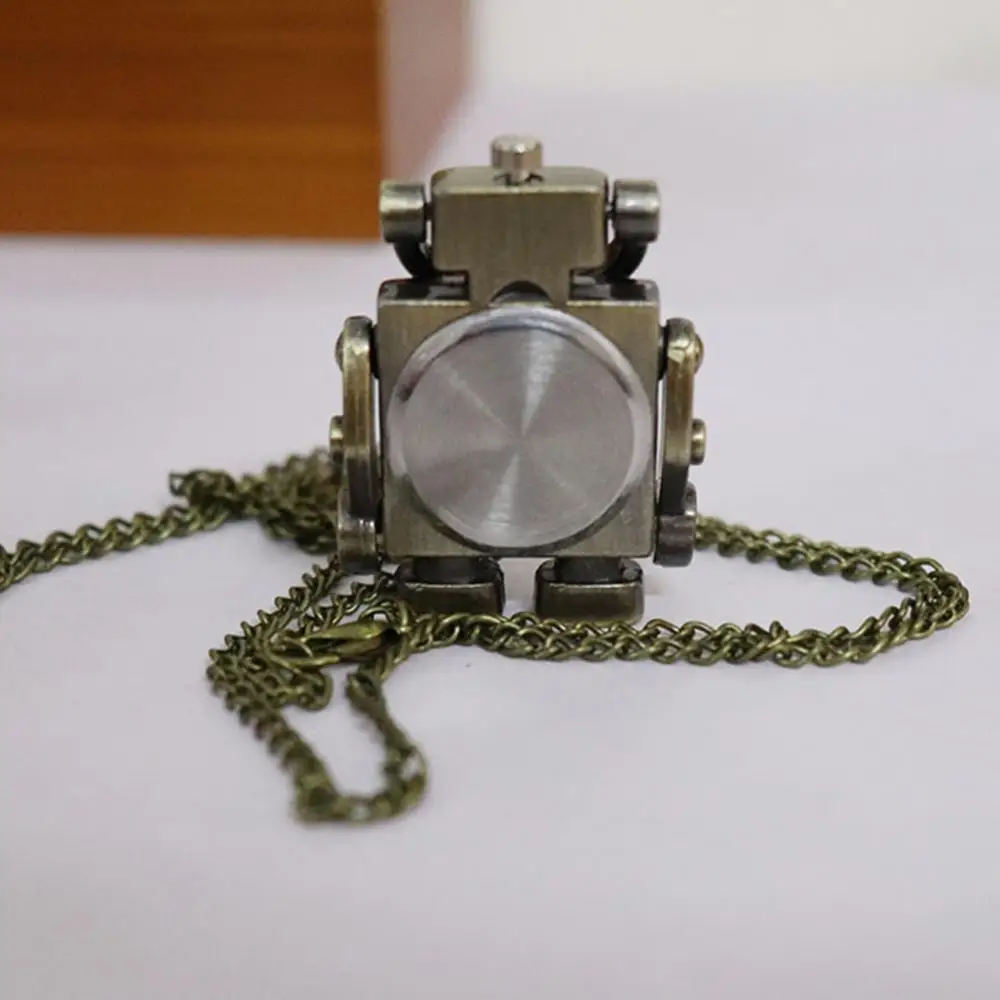 Винтажные кварцевые карманные часы в форме робота с круглым циферблатом и