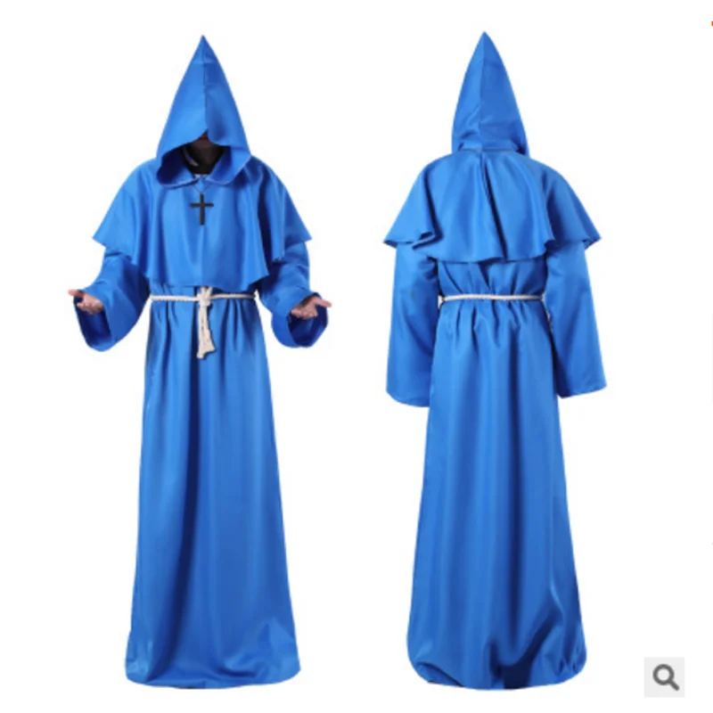 

Horror Grim Reaper Costume Medieval Vintage Monk Cosplay Halloween Costume For Adult Men Cloak Robe Scary Wizard Costume