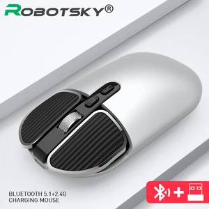 wireless rechargeable bluetooth 5 0 mouse wireless silent 2 4g usb ergonomic light mouse gaming optical pc mice for laptop free global shipping