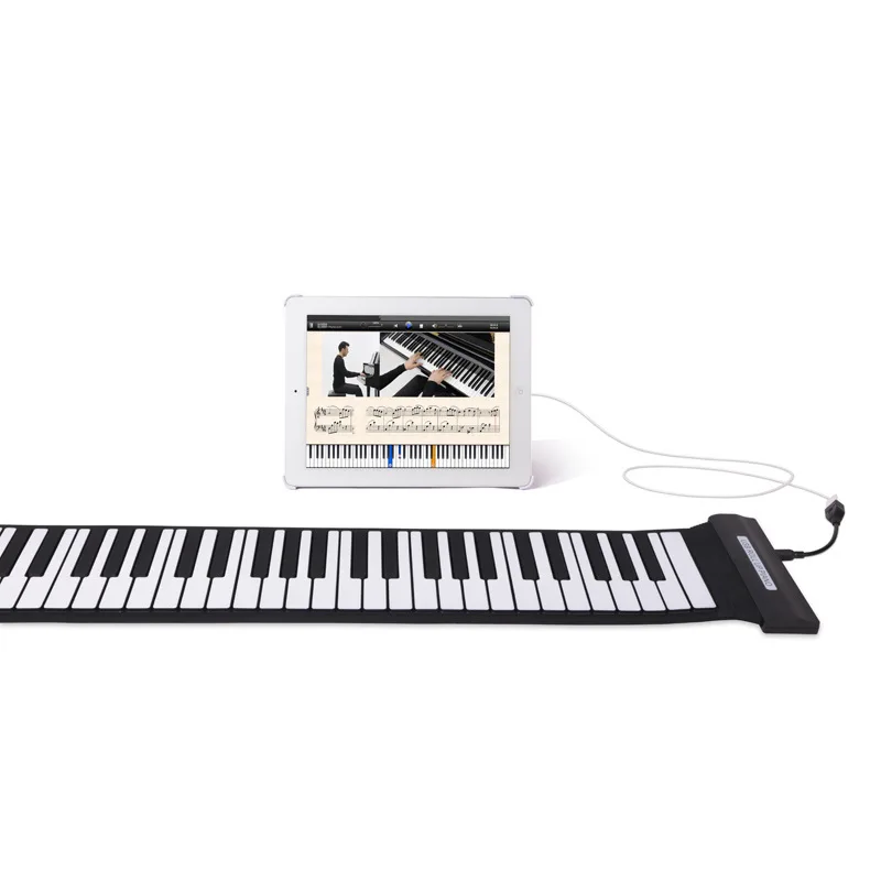 Portable Piano Flexible Digital Roll Up Piano Keyboard Silicone Folding Electronic Keyboard Built-in Speaker Musical Instruments