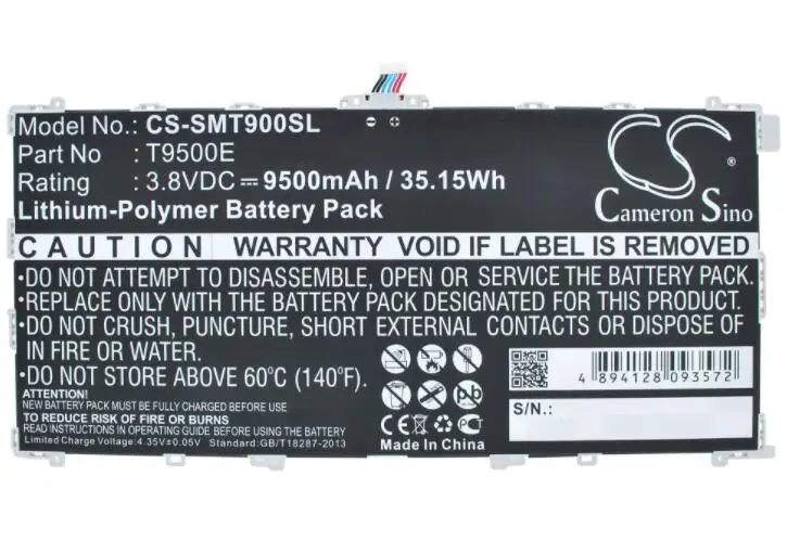 

Cameron sino 9500 мАч батарея для SAMSUNG Galaxy TabPRO 12,2 LTE-A 64 Гб SM-T900 SM-T905 T9500E планшет батарея