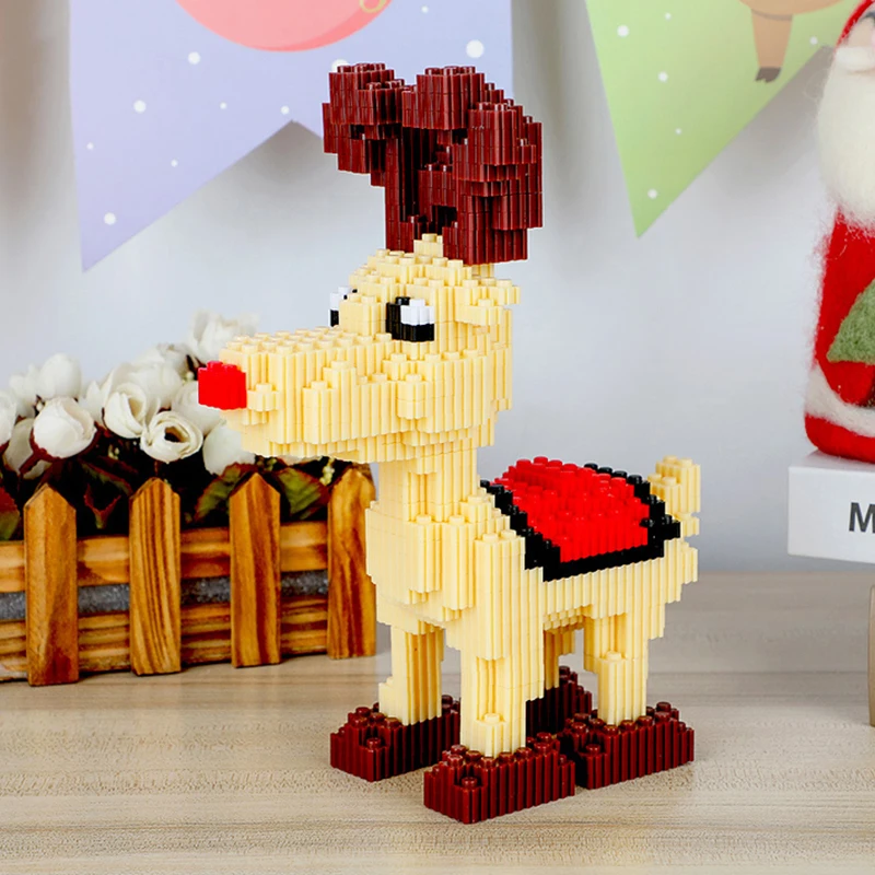 HCP 8674 Счастливого Рождества олень животное 3D модель DIY Мини Волшебные блоки